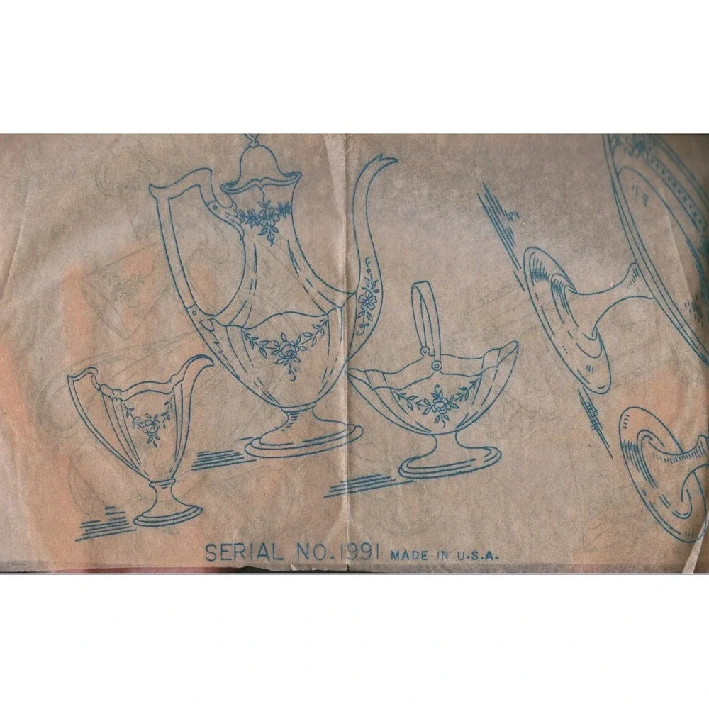 Vintage 1991 Serial No. 1991 Transfer Pattern Tea Service Floral Made in USA